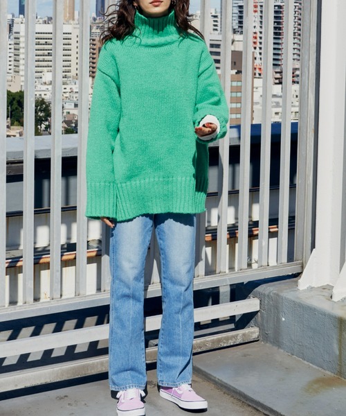 Auntie Rosa Holiday（アンティローザホリデー）の「ミドルゲージカラータートルBIGニット（ニット/セーター・レディース・ライトグレー/ライトブルー/ピンク/グリーン・FREE）」の15枚目の写真