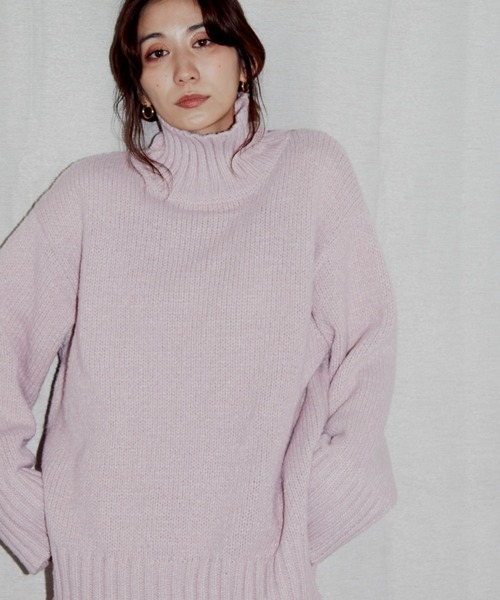 Auntie Rosa Holiday（アンティローザホリデー）の「ミドルゲージカラータートルBIGニット（ニット/セーター・レディース・ライトグレー/ライトブルー/ピンク/グリーン・FREE）」の10枚目の写真