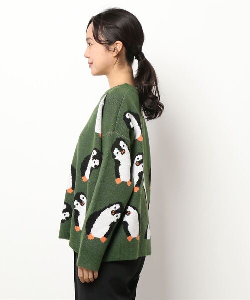 aimoha(アイモハ)の「かわいいペンギン柄ニットセーター(ニット/セーター・レディース・ブルー/グリーン・FREE)」の4枚目の写真