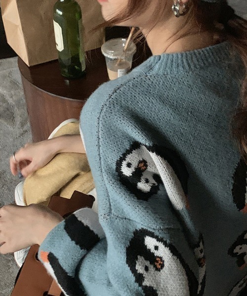 aimoha(アイモハ)の「かわいいペンギン柄ニットセーター(ニット/セーター・レディース・ブルー/グリーン・FREE)」の18枚目の写真