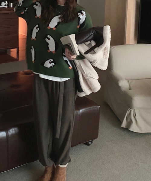 aimoha(アイモハ)の「かわいいペンギン柄ニットセーター(ニット/セーター・レディース・ブルー/グリーン・FREE)」の13枚目の写真