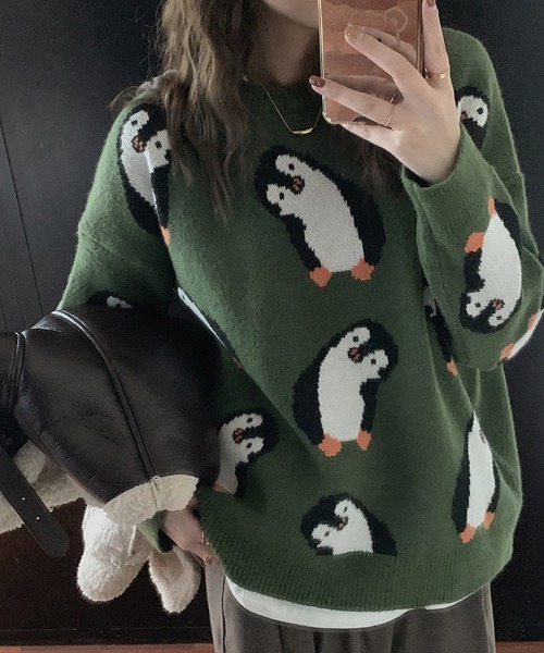 aimoha（アイモハ）の「かわいいペンギン柄ニットセーター