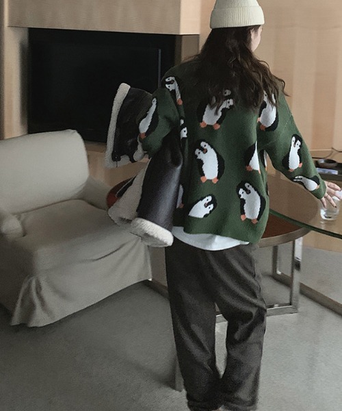 aimoha(アイモハ)の「かわいいペンギン柄ニットセーター(ニット/セーター・レディース・ブルー/グリーン・FREE)」の15枚目の写真