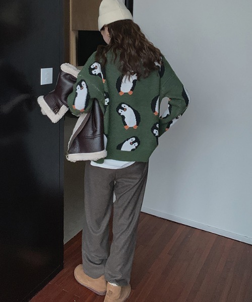 aimoha(アイモハ)の「かわいいペンギン柄ニットセーター(ニット/セーター・レディース・ブルー/グリーン・FREE)」の12枚目の写真