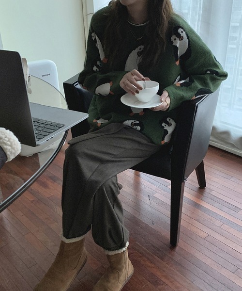 aimoha(アイモハ)の「かわいいペンギン柄ニットセーター(ニット/セーター・レディース・ブルー/グリーン・FREE)」の10枚目の写真