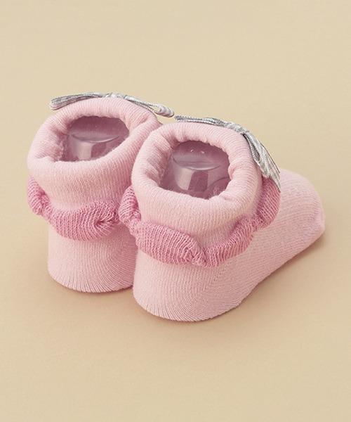 kladskap（クレードスコープ）の「リボンつきフリルカップソックス（ベビーシューズ/ベビーソックス・キッズ・ライトピンク/アイボリー・FREE）」の4枚目の写真