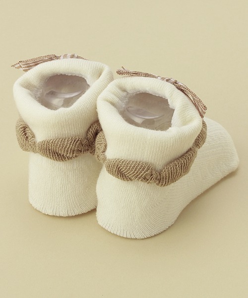 kladskap（クレードスコープ）の「リボンつきフリルカップソックス（ベビーシューズ/ベビーソックス・キッズ・ライトピンク/アイボリー・FREE）」の5枚目の写真