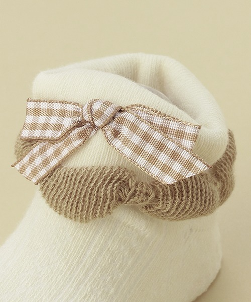 kladskap（クレードスコープ）の「リボンつきフリルカップソックス（ベビーシューズ/ベビーソックス・キッズ・ライトピンク/アイボリー・FREE）」の7枚目の写真