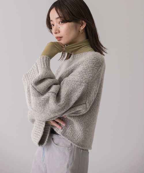 KBF(ケイビーエフ)の「シアーハイネックカットソー(Tシャツ/カットソー・レディース・ブラック/オフホワイト/ライトカーキ・ONE)」の3枚目の写真