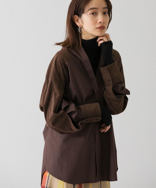 KBF(ケイビーエフ)の「シアーハイネックカットソー(Tシャツ/カットソー・レディース・ブラック/オフホワイト/ライトカーキ・ONE)」の9枚目の写真