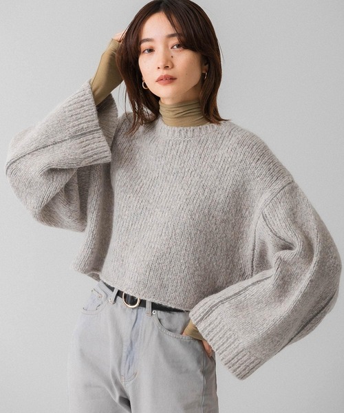 KBF(ケイビーエフ)の「シアーハイネックカットソー(Tシャツ/カットソー・レディース・ブラック/オフホワイト/ライトカーキ・ONE)」の20枚目の写真