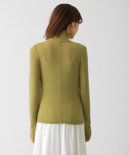 KBF(ケイビーエフ)の「シアーハイネックカットソー(Tシャツ/カットソー・レディース・ブラック/オフホワイト/ライトカーキ・ONE)」の11枚目の写真