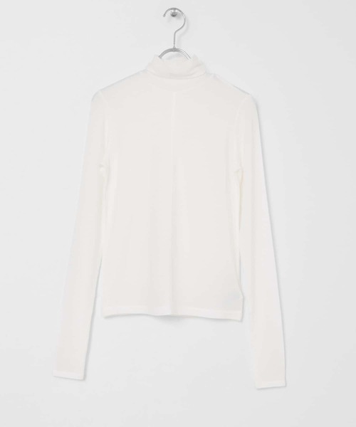 KBF(ケイビーエフ)の「シアーハイネックカットソー(Tシャツ/カットソー・レディース・ブラック/オフホワイト/ライトカーキ・ONE)」の15枚目の写真