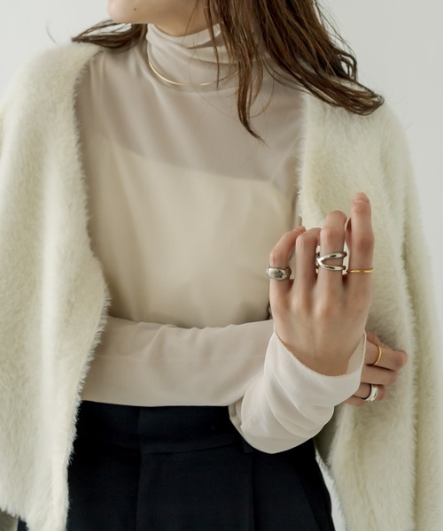 mystic（ミスティック）の「チュールメロウハイネックプルオーバー（Tシャツ/カットソー・レディース・ライトグレー/ブラック/イエロー/アイボリー・FREE）」の19枚目の写真