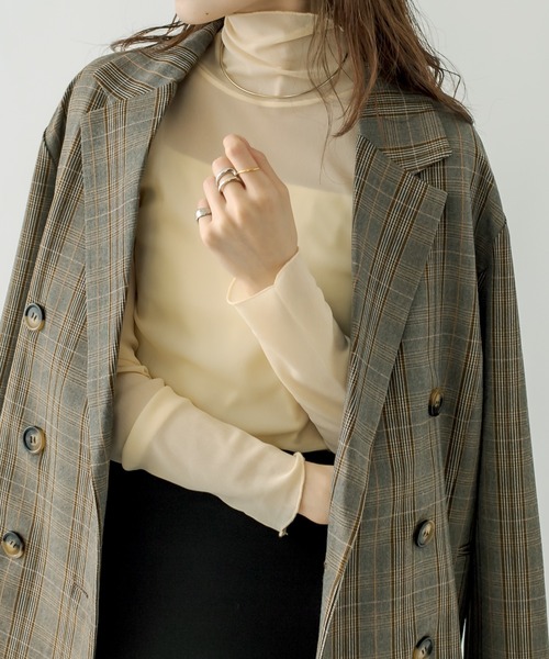 mystic（ミスティック）の「チュールメロウハイネックプルオーバー（Tシャツ/カットソー・レディース・ライトグレー/ブラック/イエロー/アイボリー・FREE）」の7枚目の写真