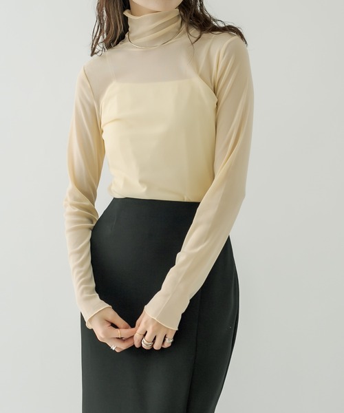 mystic（ミスティック）の「チュールメロウハイネックプルオーバー（Tシャツ/カットソー・レディース・ライトグレー/ブラック/イエロー/アイボリー・FREE）」の5枚目の写真