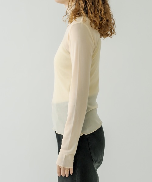 mystic（ミスティック）の「チュールメロウハイネックプルオーバー（Tシャツ/カットソー・レディース・ライトグレー/ブラック/イエロー/アイボリー・FREE）」の6枚目の写真