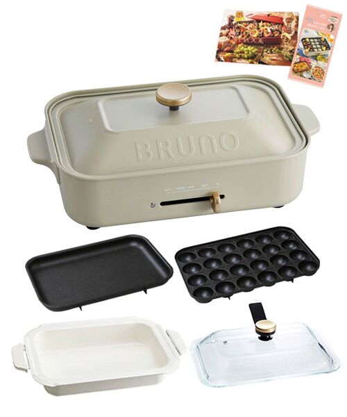 コンパクトホットプレート セラミックコート鍋 グラスリッドセット レシピブック りなてぃ監修ミニレシピ付き キッチン家電 Bruno ブルーノ のファッション通販 Zozotown