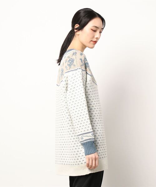 ems excite（エムズエキサイト）の「花柄求心ジャガードニット（ニット/セーター・レディース・ホワイト系その他/グリーン系その他/レッド系その他・FREE）」の5枚目の写真