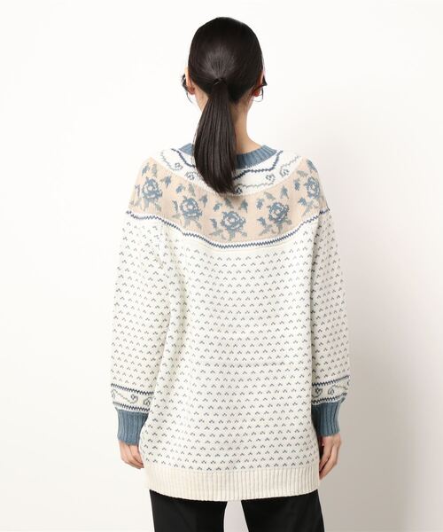 ems excite（エムズエキサイト）の「花柄求心ジャガードニット（ニット/セーター・レディース・ホワイト系その他/グリーン系その他/レッド系その他・FREE）」の4枚目の写真