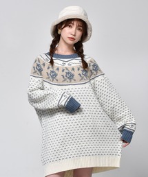 ems excite | 花柄求心ジャガードニット(ニット/セーター)