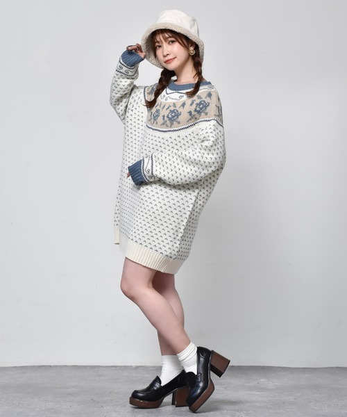 ems excite（エムズエキサイト）の「花柄求心ジャガードニット（ニット/セーター・レディース・ホワイト系その他/グリーン系その他/レッド系その他・FREE）」の14枚目の写真