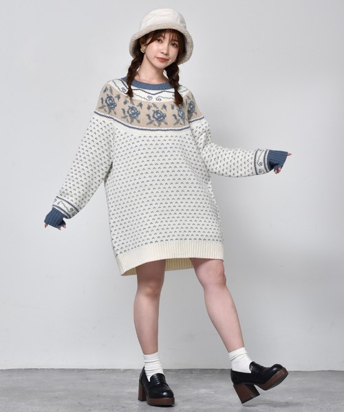 ems excite（エムズエキサイト）の「花柄求心ジャガードニット（ニット/セーター・レディース・ホワイト系その他/グリーン系その他/レッド系その他・FREE）」の13枚目の写真