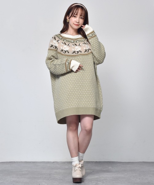 ems excite（エムズエキサイト）の「花柄求心ジャガードニット（ニット/セーター・レディース・ホワイト系その他/グリーン系その他/レッド系その他・FREE）」の11枚目の写真