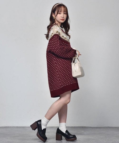 ems excite（エムズエキサイト）の「花柄求心ジャガードニット（ニット/セーター・レディース・ホワイト系その他/グリーン系その他/レッド系その他・FREE）」の10枚目の写真