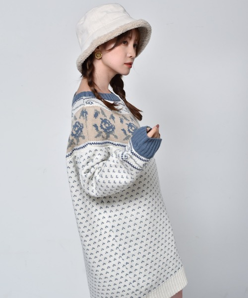 ems excite（エムズエキサイト）の「花柄求心ジャガードニット（ニット/セーター・レディース・ホワイト系その他/グリーン系その他/レッド系その他・FREE）」の8枚目の写真