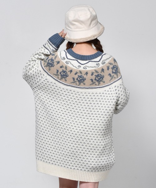 ems excite（エムズエキサイト）の「花柄求心ジャガードニット（ニット/セーター・レディース・ホワイト系その他/グリーン系その他/レッド系その他・FREE）」の7枚目の写真