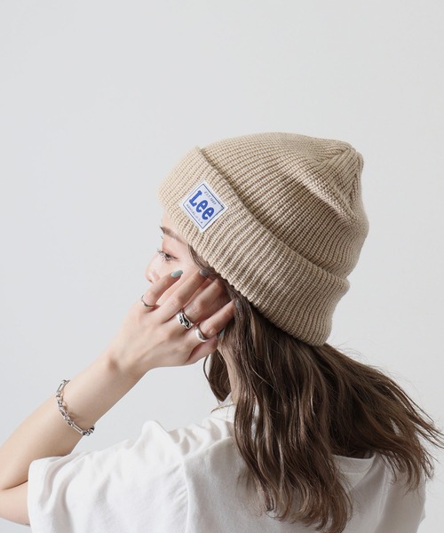 Lee（リー）の「Lee WATCH CAP ACRYLIC リー アクリルワッチ（ニットキャップ/ビーニー・レディース・ホワイト/ブラック/ベージュ/ネイビー/グレー/レッド/ピンク/モスグリーン/オレンジ/イエロー・FREE）」の4枚目の写真