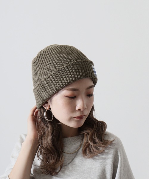 Lee（リー）の「Lee WATCH CAP ACRYLIC リー アクリルワッチ（ニットキャップ/ビーニー・レディース・ホワイト/ブラック/ベージュ/ネイビー/グレー/レッド/ピンク/モスグリーン/オレンジ/イエロー・FREE）」の5枚目の写真