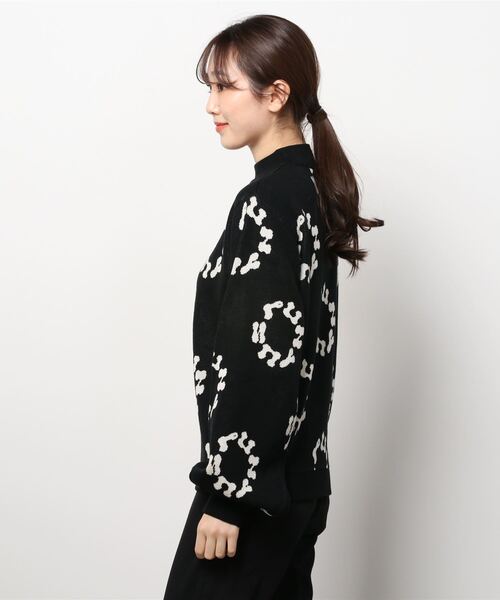 PUNYUS（プニュズ）の「サークルロゴジャガードニット（ニット/セーター・レディース・ブラック/ピンク/オレンジ/グリーン・1/2/4/3）」の22枚目の写真