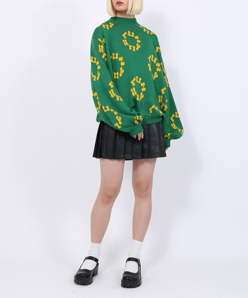 PUNYUS（プニュズ）の「サークルロゴジャガードニット（ニット/セーター・レディース・ブラック/ピンク/オレンジ/グリーン・1/2/4/3）」の5枚目の写真