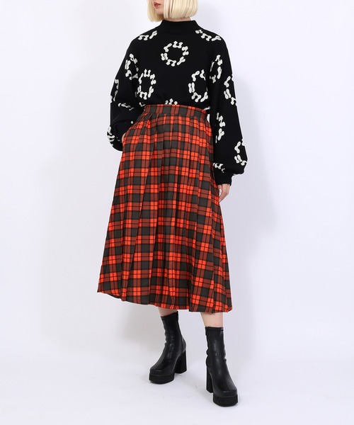 PUNYUS（プニュズ）の「サークルロゴジャガードニット（ニット/セーター・レディース・ブラック/ピンク/オレンジ/グリーン・1/2/4/3）」の18枚目の写真