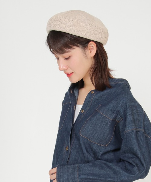 ikka（イッカ）の「透かし編みベレー（ハンチング/ベレー帽・レディース・ホワイト/ブラック/スモークグレー・FREE）」の4枚目の写真