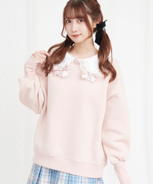 Secret Honey(シークレットハニー)の「フリルセーラー裏起毛トップス(Tシャツ/カットソー・レディース・ピンク/グレー/ブラック/ホワイト・FREE)」の4枚目の写真