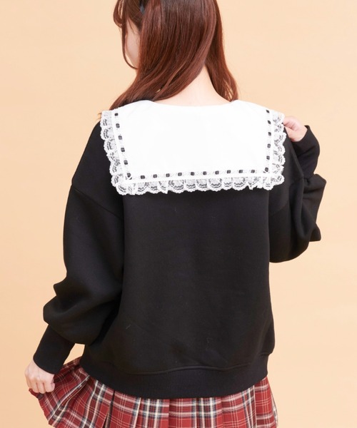 Secret Honey(シークレットハニー)の「フリルセーラー裏起毛トップス(Tシャツ/カットソー・レディース・ピンク/グレー/ブラック/ホワイト・FREE)」の13枚目の写真