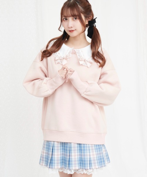 Secret Honey(シークレットハニー)の「フリルセーラー裏起毛トップス(Tシャツ/カットソー・レディース・ピンク/グレー/ブラック/ホワイト・FREE)」の8枚目の写真