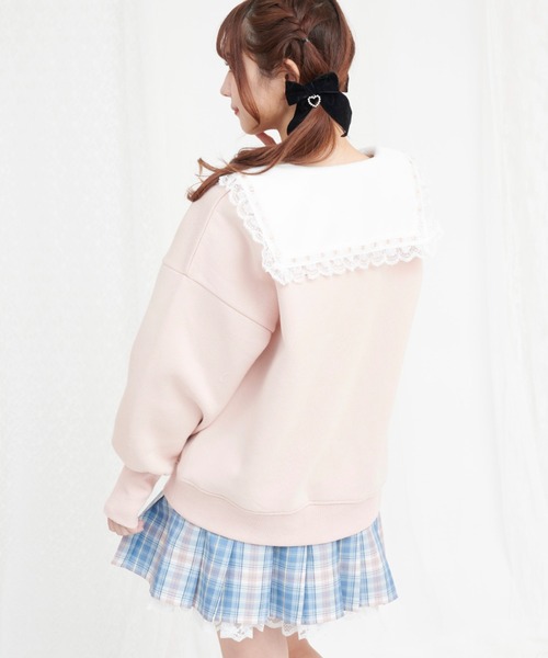 Secret Honey(シークレットハニー)の「フリルセーラー裏起毛トップス(Tシャツ/カットソー・レディース・ピンク/グレー/ブラック/ホワイト・FREE)」の10枚目の写真