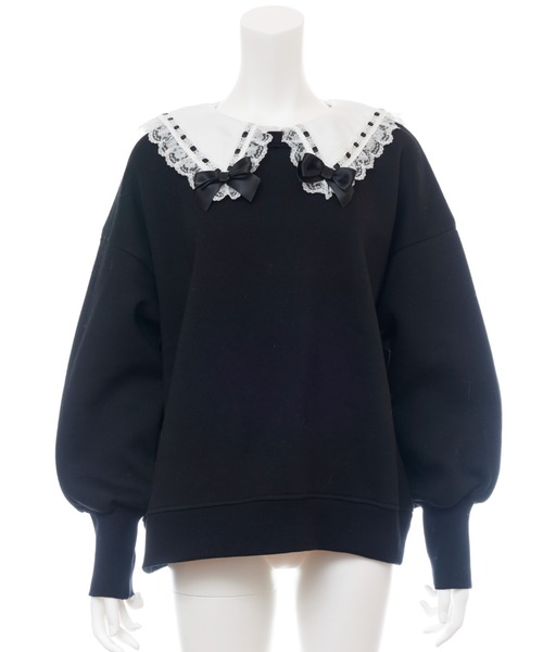 Secret Honey(シークレットハニー)の「フリルセーラー裏起毛トップス(Tシャツ/カットソー・レディース・ピンク/グレー/ブラック/ホワイト・FREE)」の7枚目の写真