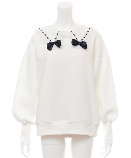 Secret Honey(シークレットハニー)の「フリルセーラー裏起毛トップス(Tシャツ/カットソー・レディース・ピンク/グレー/ブラック/ホワイト・FREE)」の12枚目の写真