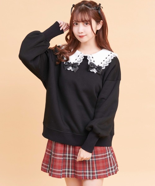 Secret Honey(シークレットハニー)の「フリルセーラー裏起毛トップス(Tシャツ/カットソー・レディース・ピンク/グレー/ブラック/ホワイト・FREE)」の16枚目の写真