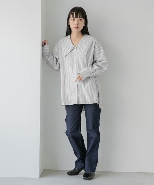 LOWRYS FARM(ローリーズファーム)の「BIGカラーシャツLS 263014(シャツ/ブラウス・レディース・オフホワイト/グレー系その他/ブルー・FREE)」の14枚目の写真