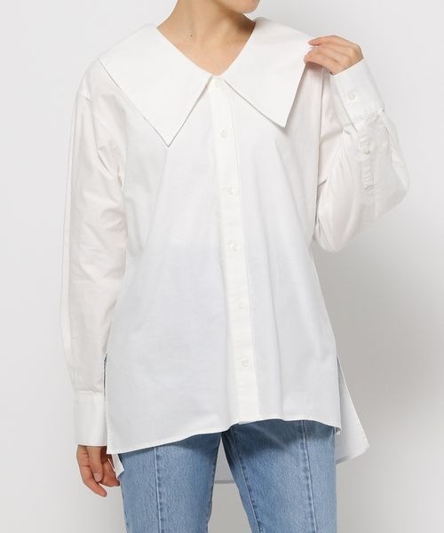 LOWRYS FARM(ローリーズファーム)の「BIGカラーシャツLS 263014(シャツ/ブラウス・レディース・オフホワイト/グレー系その他/ブルー・FREE)」の7枚目の写真