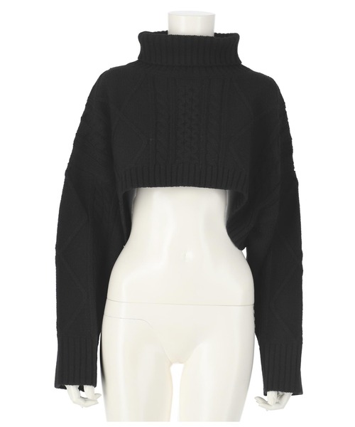 ANAP（アナップ）の「ケーブルクロップドニット（ニット/セーター・レディース・ブラック/ベージュ・FREE）」の7枚目の写真