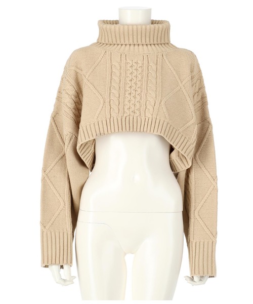 ANAP（アナップ）の「ケーブルクロップドニット（ニット/セーター・レディース・ブラック/ベージュ・FREE）」の8枚目の写真