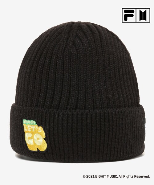 DRESKIP（ドレスキップ）の「◆【FILA×BTS】 Dynamite ビーニー【2点セット】（ニットキャップ/ビーニー・レディース・ブラック/ライトパープル/ブラック系3・00）」の5枚目の写真