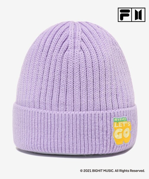 DRESKIP（ドレスキップ）の「◆【FILA×BTS】 Dynamite ビーニー【2点セット】（ニットキャップ/ビーニー・レディース・ブラック/ライトパープル/ブラック系3・00）」の4枚目の写真